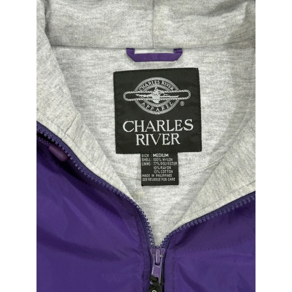 Charles River Clemson Tigers Purple Nylon Hooded Lined Jacket Men's Medium M116 - Picture 2 of 12